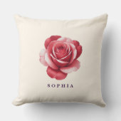 Coussin Personalized Red Rose Throw Pillow Elegant (Recto)