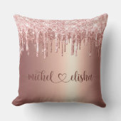 Coussin Personalized Rose Gold Glitter Drip Couple Names (Recto)