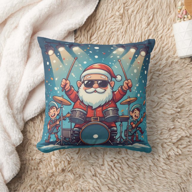 Coussin Personalized Santa's Drumming Rock Band  (Couverture)