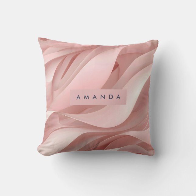 Coussin Personalized Soft Blush Pink Abstract Flow Design (Recto)