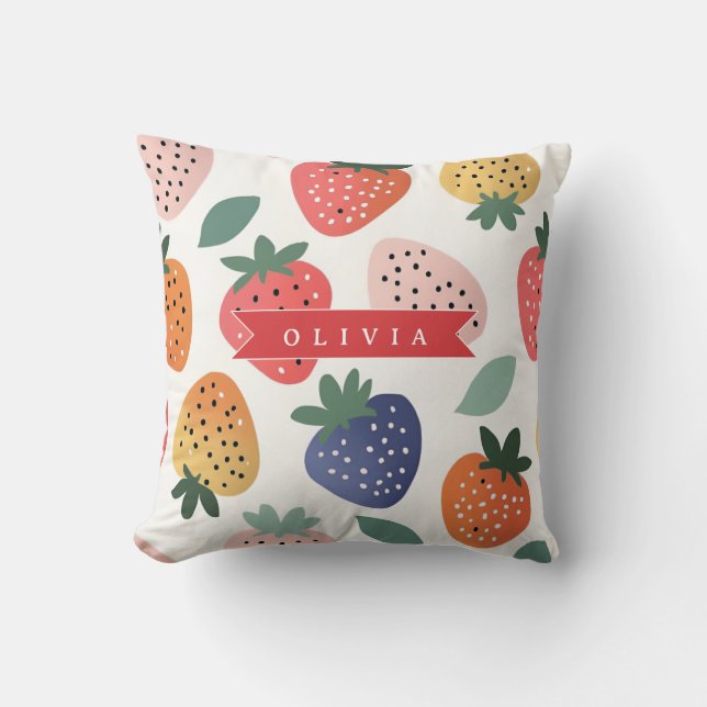 Coussin Personalized Summer Colorful Strawberry Pattern (Recto)