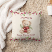 Coussin Personalized Teddy Bear Cherry Floral Pillow (Couverture)