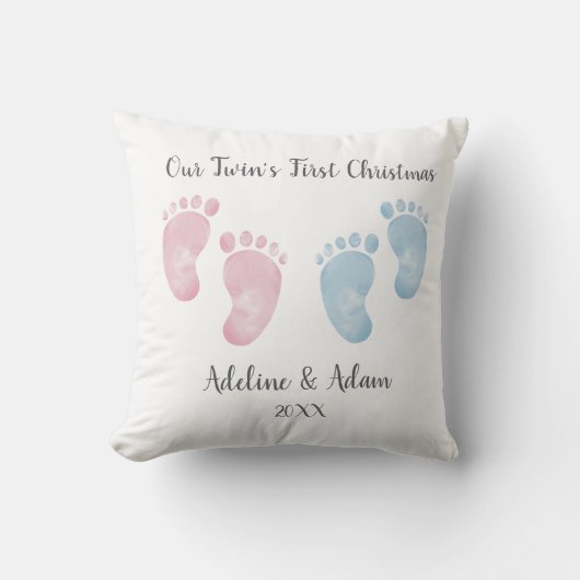 Coussin Personalized Twin Baby Footprint Pillow (Recto)