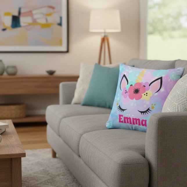 Coussin Personalized Unicorn Pillow for Girls – Custom Nam (Créateur téléchargé)