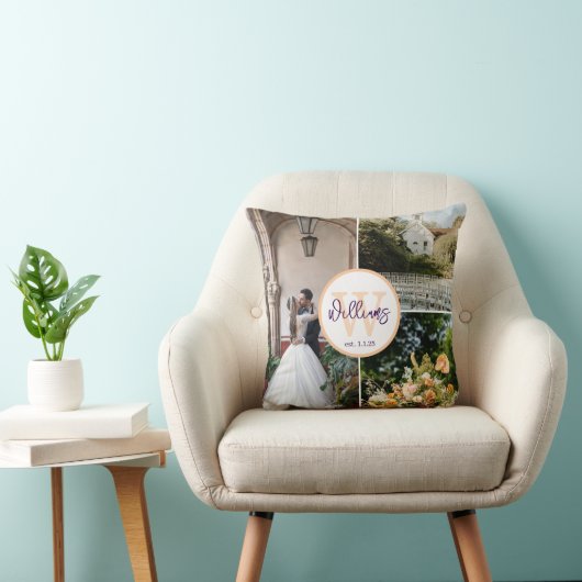 Coussin Personalized Wedding Pillow with Initial & Date (Chaise)