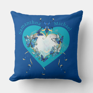 Coussin Personalized Whimsical Butterflies Heart