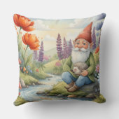 Coussin Personalized whimsical gnome flowers pillow (Verso)