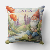 Coussin Personalized whimsical gnome flowers pillow (Recto)