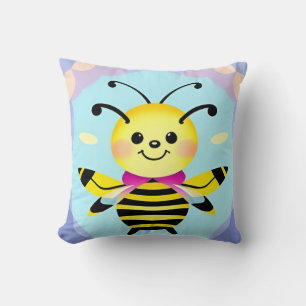 Coussin Personnage de abeille de dessin animé souriant