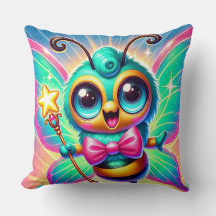 Coussin Personnage de abeille mignonne colorée tenant une