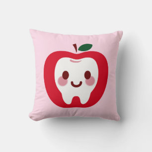 Coussin Personnage de dent de pomme rouge Kawaii