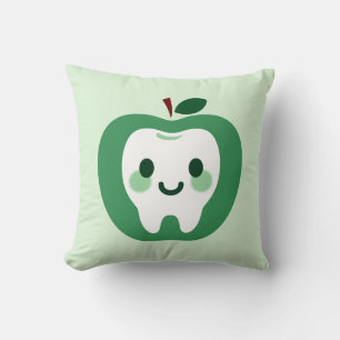 Coussin Personnage de dent vert pomme mignonne