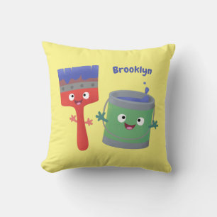 Coussin Personnages de peinture et de pinceau mignons