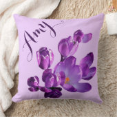 Coussin Personnalisable Amy nom fleuri violet (Couverture)