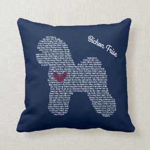 Coussin personnalisable de nuage de mot de Bichon