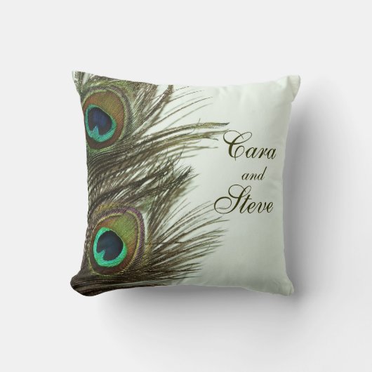 Coussin personnalisable de plume de paon (Recto)