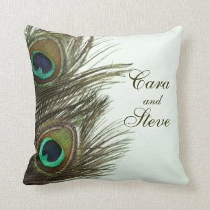 Coussin personnalisable de plume de paon