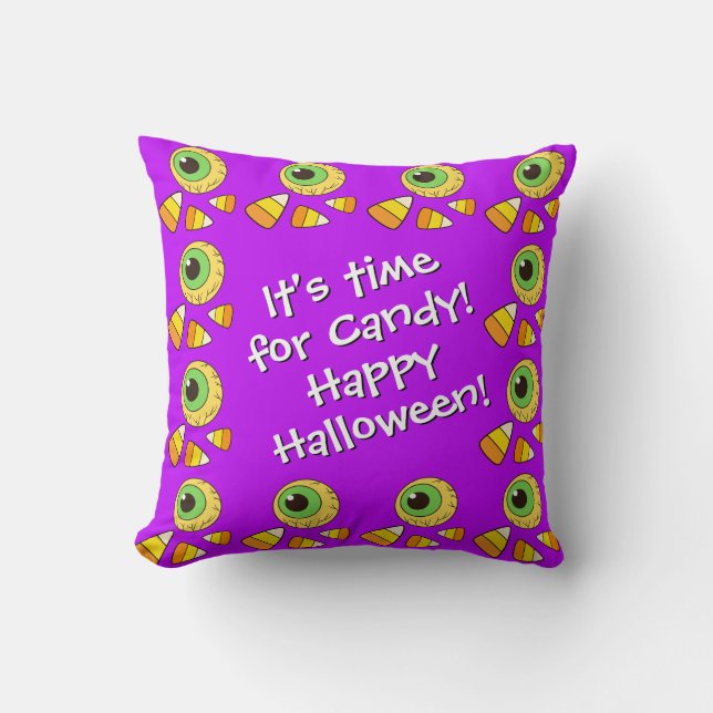 Coussin Personnalisable Halloween Eyeball & Candy Corn Cou (Recto)