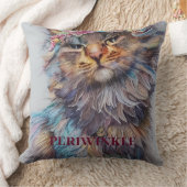 Coussin Personnalisable Perse Nom & Photo Cute Cat (Couverture)