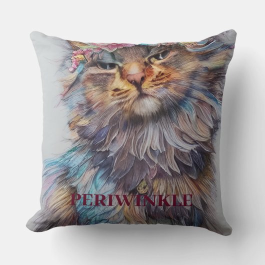 Coussin Personnalisable Perse Nom & Photo Cute Cat (Recto)