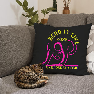 Coussin Personnalisable "Plier comme 2025" Yoga Cat
