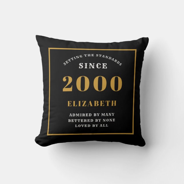 Coussin Personnalisé 21e anniversaire Elegant Chic Black (Recto)