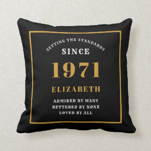 Coussin Personnalisé 50e anniversaire 1971 Elegant Chic Bl