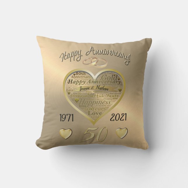 Coussin Personnalisé 50e anniversaire de Mariage (Recto)