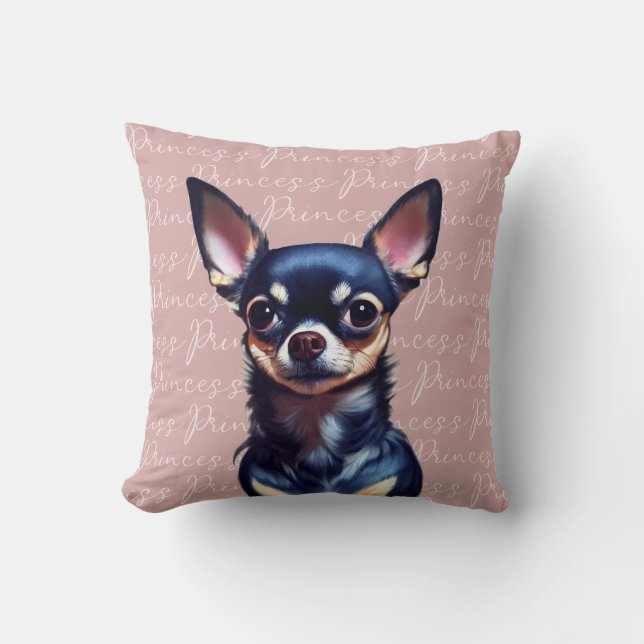 Coussin Personnalisé Adorable Chihuahua rose (Recto)