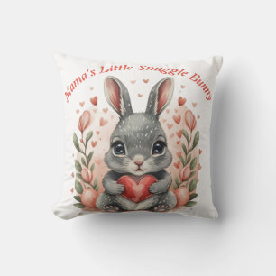 Coussin Personnalisé Adorable Retro Valentine's Day Bunny.