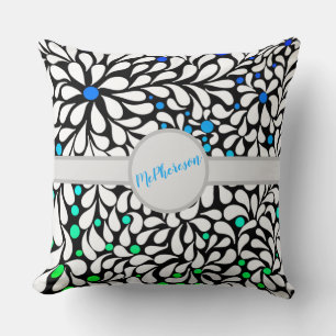 Coussin Personnalisé audacieux fleurs modernes bleu turquo