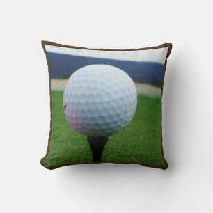 Coussin Personnalisé avec le nom balle de golf blanc