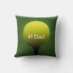 Coussin Personnalisé avec le nom balle de golf jaune