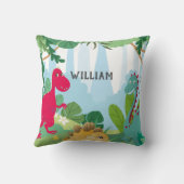 Coussin personnalisé avec nom de dinosaure mignon  (Verso)