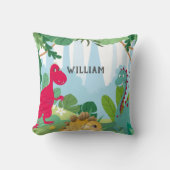 Coussin personnalisé avec nom de dinosaure mignon  (Recto)
