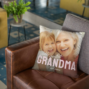 Coussin personnalisé avec photo de grand-mère et n
