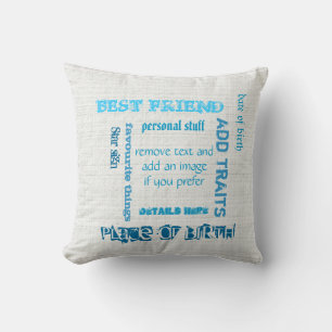 Coussin Personnalisé BFF best friends wordcloud chalkboard