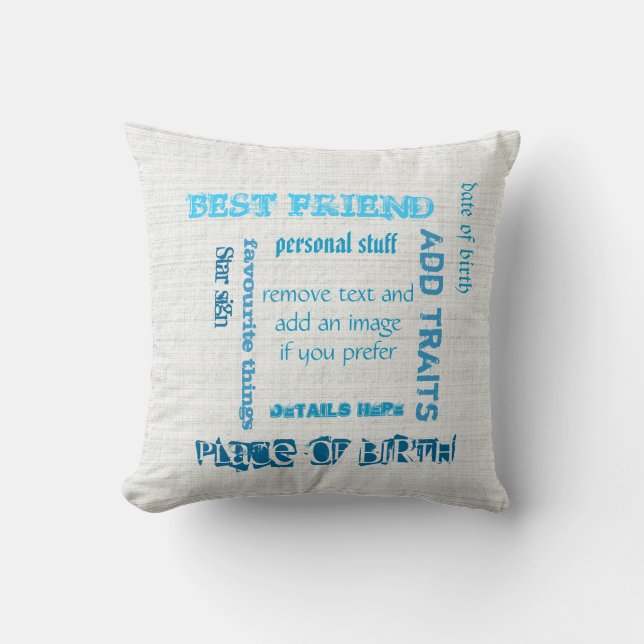 Coussin Personnalisé BFF best friends wordcloud chalkboard (Recto)
