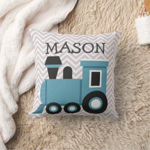 Coussin personnalisé Boys Blue Train