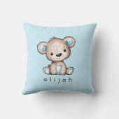 Coussin Personnalisé Brown Teddy Bear Baby Boy Blue (Verso)