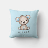 Coussin Personnalisé Brown Teddy Bear Baby Boy Blue (Recto)