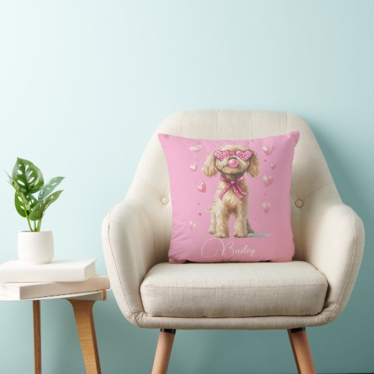 Coussin Personnalisé - Chiot pour bébé fille (Chaise)