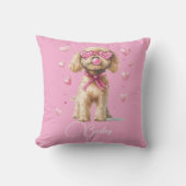 Coussin Personnalisé - Chiot pour bébé fille (Recto)