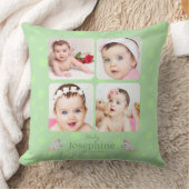 Coussin Personnalisé Cute Green Baby Name Photo (Couverture)