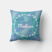 Coussin personnalisé de couronne d'aquarelle rose (Verso)