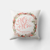 Coussin personnalisé de mariage d'aquarelle de (Verso)