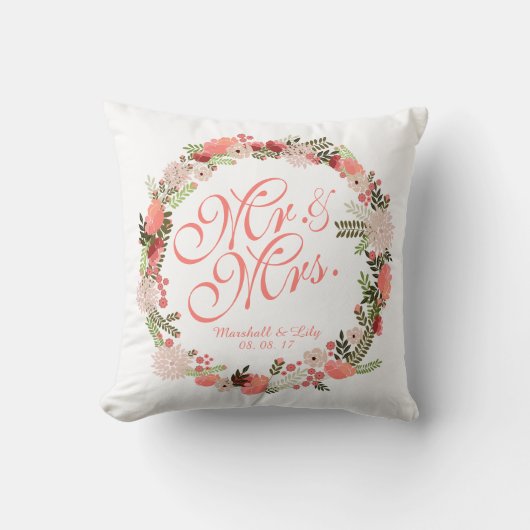 Coussin personnalisé de mariage d'aquarelle de (Recto)