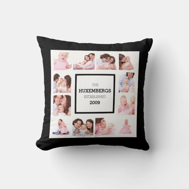 Coussin personnalisé de photo de famille avec 12 (Recto)