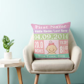 Coussin personnalisé de stat de naissance de bébé (Chaise)