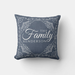 Coussin Personnalisé Dusty Blue Elegant Nom de famille Mod